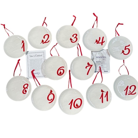 Temptations Tara's Cardinal Ceramic Christmas Ornament Plates (Set of 12) (#3) - Picture 5 of 10